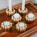 2-in-1 Pumpkin Tealight/Candlestick Holder (Set of 6) - Gold