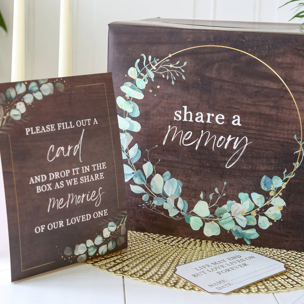 Celebration of Life Memory Funeral Guest Book and Box for Memorial Service