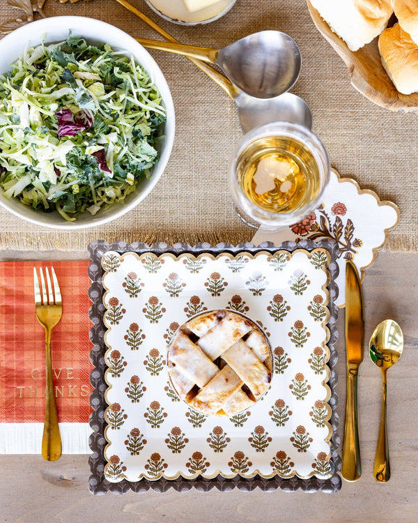 Dark Plaid Fall Cocktail Napkin