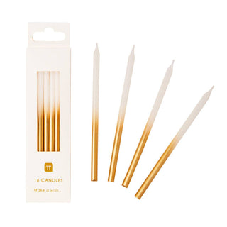 White & Gold Candles - 16 Pack | Birthday Candles