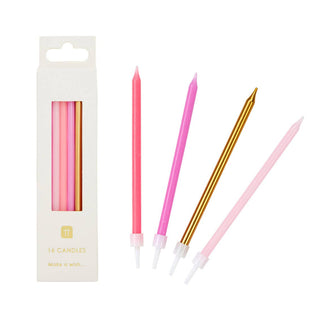 Rose Birthday Candles - 16 Pack