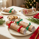 Gingerbread crackers styled on a cozy Christmas table