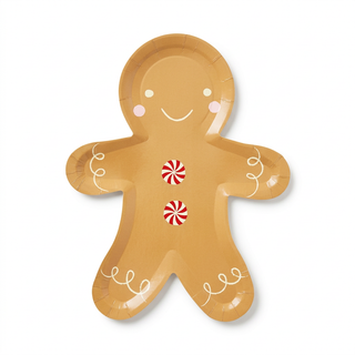 Gingerbread man paper plate on a white background