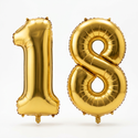 Gold 18 balloons on a white background