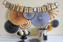 Gold Foil Party Fan Set / Gold Foil Fans / Party Fans / Paper Fans / Metallic Gold / Gold Party Fans / Gold Party Decor / Golden Anniversary
