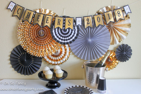 Gold Foil Party Fan Set / Gold Foil Fans / Party Fans / Paper Fans / Metallic Gold / Gold Party Fans / Gold Party Decor / Golden Anniversary