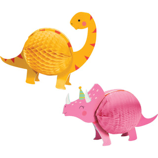 ROAR! Pink and Yellow Dinosaur Centerpieces / Girl Dinosaur Party / Dinosaur Birthday Decor / Dinosaur Honeycomb Centerpieces