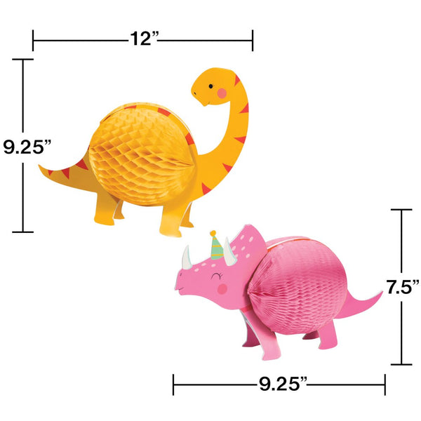 ROAR! Pink and Yellow Dinosaur Centerpieces / Girl Dinosaur Party / Dinosaur Birthday Decor / Dinosaur Honeycomb Centerpieces
