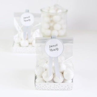 Silver Confetti Favor Bag / Silver Favor Bag / White Treat Bag / 12 bags / White Goody Bag