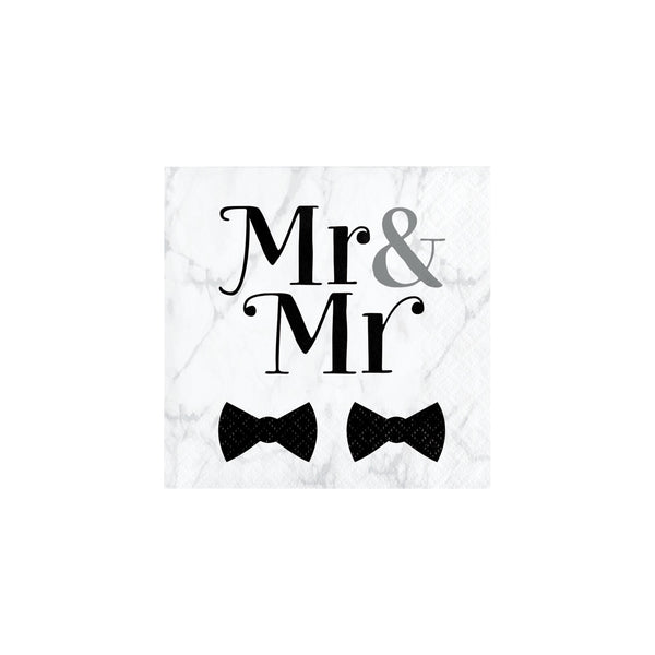 Mr and Mr Napkins/ Black and White Napkins / Black Napkins / Same Sex Marriage / Same Sex Wedding / Wedding Napkins / Wedding Shower Napkins