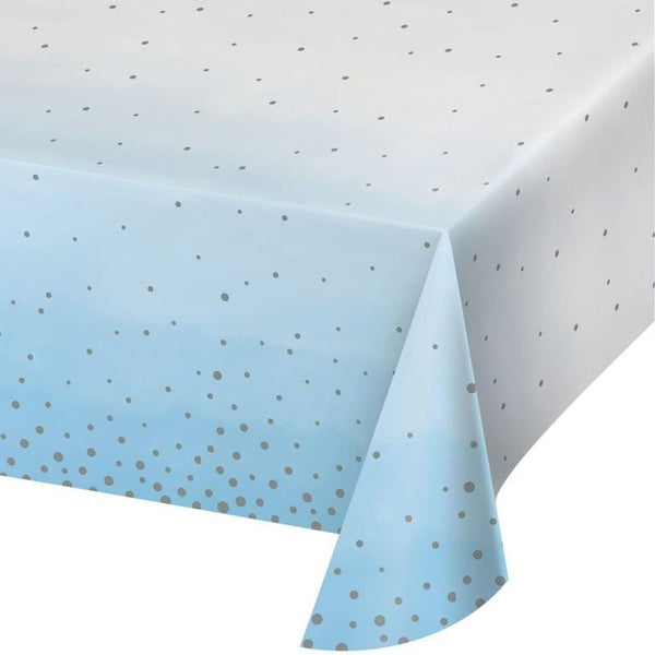 Blue and Silver Confetti Table Cover / Blue and Silver / Baby Shower Table Cover / Baby Blue Table Cover / Winter Party Table Cover