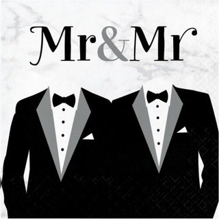 Mr and Mr Napkins/ Black and White Napkins / Black Napkins / Same Sex Marriage / Same Sex Wedding / Wedding Napkins / Wedding Shower Napkins