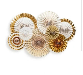 Gold Foil Party Fan Set / Gold Foil Fans / Party Fans / Paper Fans / Metallic Gold / Gold Party Fans / Gold Party Decor / Golden Anniversary