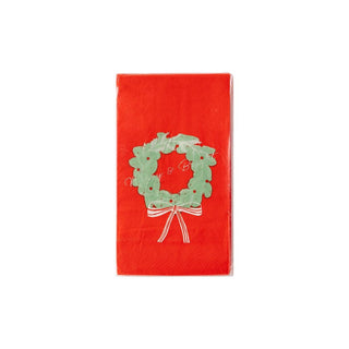 Merry and Bright Napkins / Christmas Wreath Napkins / Christmas Napkins / Holiday Napkins / Holiday Party / Red Christmas Napkins