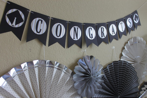 Black and White Streamers / Graduation Decor / Halloween Decor / Birthday Party Streamers / Party Streamers / Anniversary Party Streamers