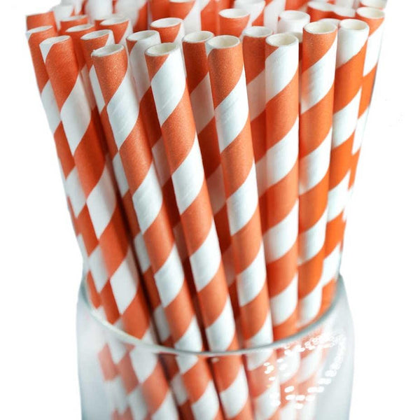 Red Stripe Paper Party Straws