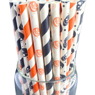 Halloween Mix Paper Straws for Halloween Parties | Eco Friendly Drinking Straws | Colorful Paper Straws | Decorative Straws| Halloween Straw