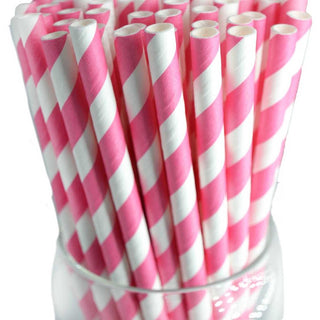 Red Stripe Paper Party Straws