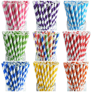 Striped Paper Party Straws | Eco Friendly Drinking Straws for Birthday Baby Shower Wedding | Striped Paper Straws | Colorful Paper Straws