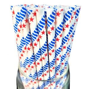 Red Stripe Paper Party Straws