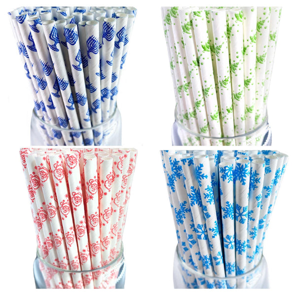 Striped Paper Party Straws | Eco Friendly Drinking Straws for Birthday Baby Shower Wedding | Striped Paper Straws | Colorful Paper Straws