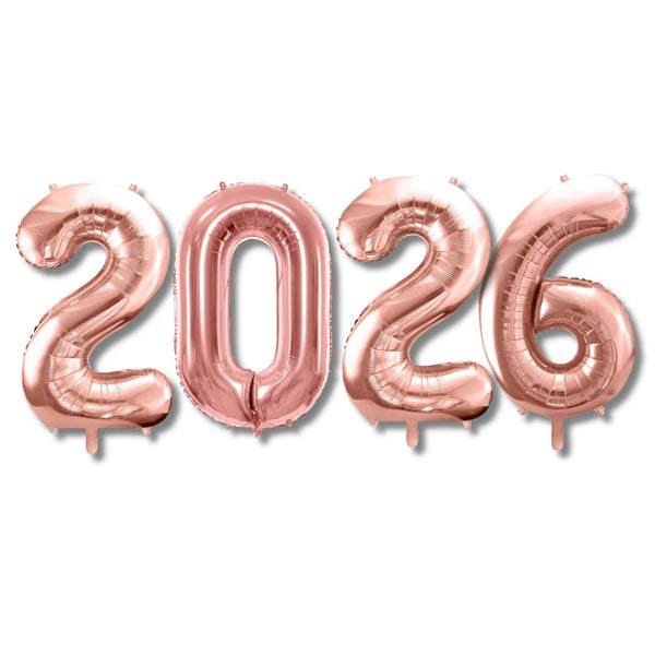 2026 Gold Foil Number Jumbo Balloons | 1 Set | Graduation Party Decor | Class of 2026 Balloon | Senior Night | 34" | Gold | Silver | Pink