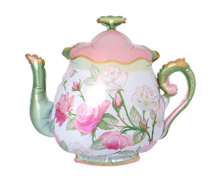 Decorative teapot with floral design on a white background