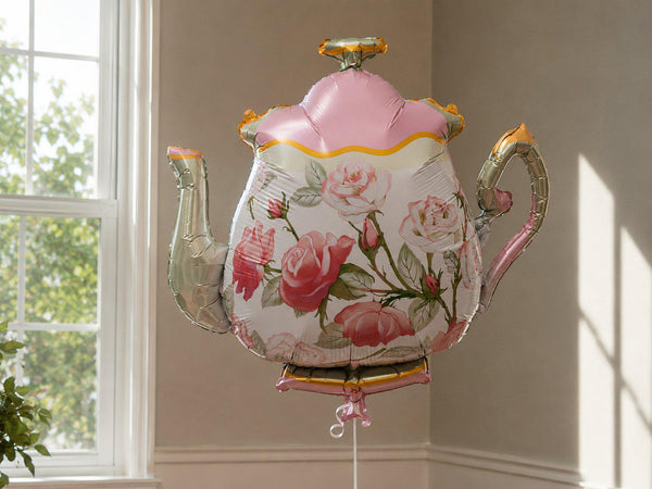 Floral Teapot Foil Balloon | Large Teapot Balloon | Tea Party Decor | Bridal Shower Balloon | Garden Party Balloon | Vintage Tea Theme Decor