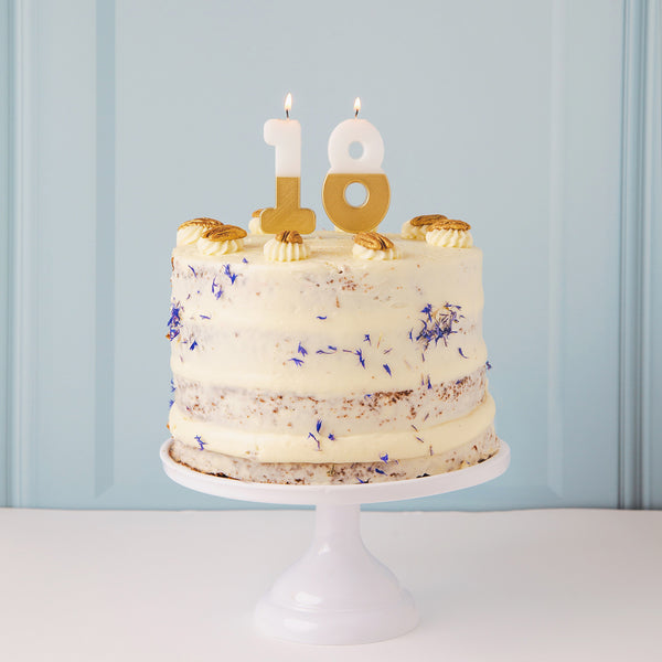 White & Gold Number Candles | Individual Birthday Cake Candles