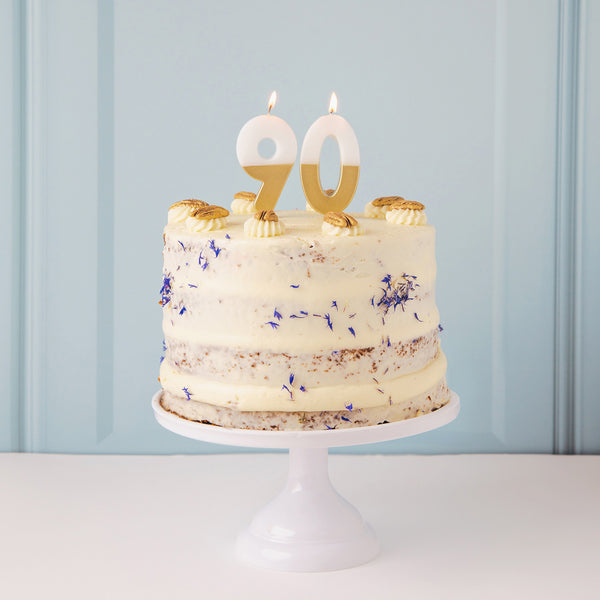 White & Gold Number Candles | Individual Birthday Cake Candles