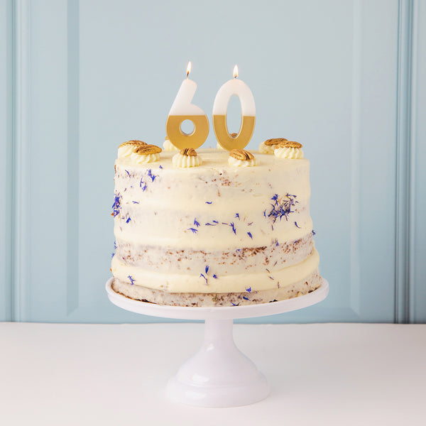 White & Gold Number Candles | Individual Birthday Cake Candles