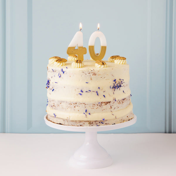 White & Gold Number Candles | Individual Birthday Cake Candles