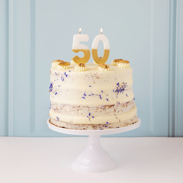 White & Gold Number Candles | Individual Birthday Cake Candles