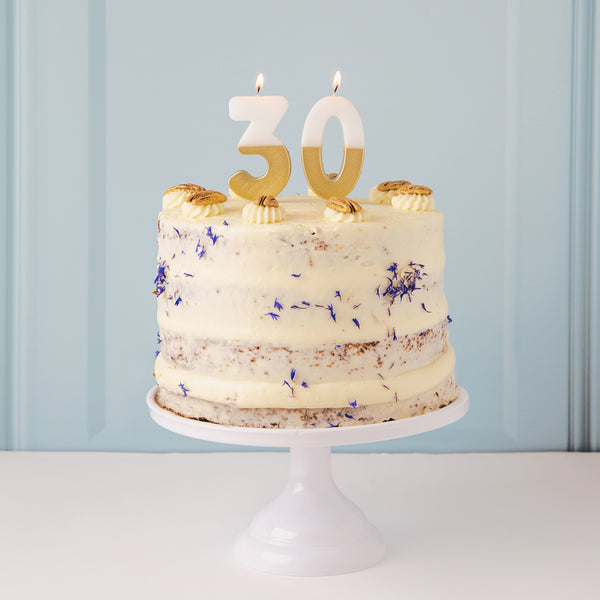White & Gold Number Candles | Individual Birthday Cake Candles