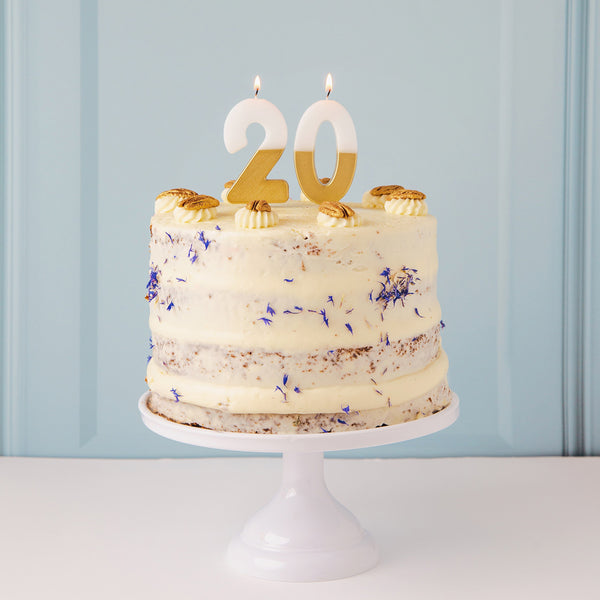 White & Gold Number Candles | Individual Birthday Cake Candles