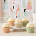 Magical Princess candles styled on five cupcakes