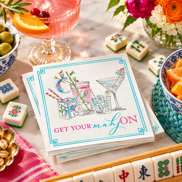 Mahjong cocktail napkins styled for game night