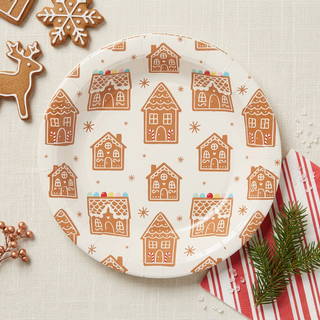 Revised styled image using the original gingerbread plate as the reference, with holiday accents outside the plate