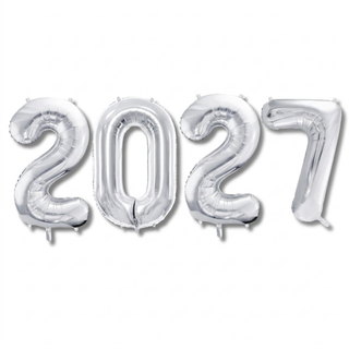 Silver 2027 foil balloon set