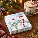 Ski Lodge napkin stack with hot cocoa