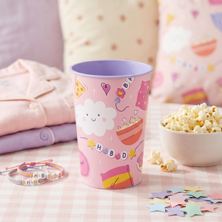 Sweet Dreams keepsake cup styled on a pastel sleepover snack table