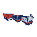 Cartoon train with a smiling face on a white background