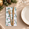 Winter place setting with utensils on the Down The Slope napkin