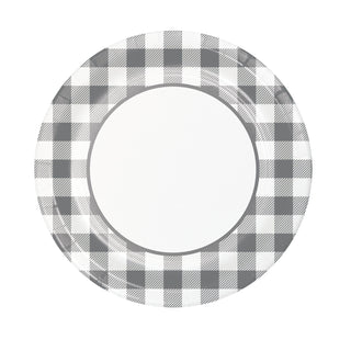 Gray Buffalo Plaid Large Plates