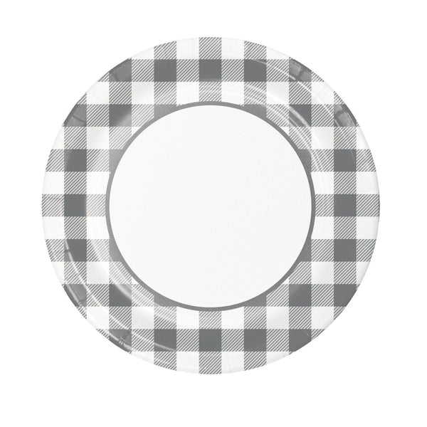 Gray Buffalo Plaid Large Plates