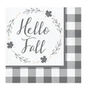 Gray Buffalo Plaid Hello Fall Napkins 