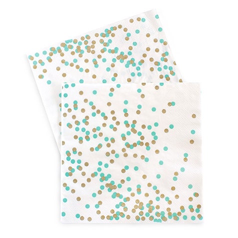 Mint and Gold Confetti Napkins 