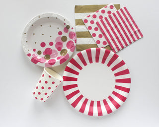 Bright Pink Party Fan Set 