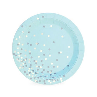 Blue Confetti Dessert Plates / Blue and Silver / Light Blue Confetti Plate / Blue Confetti Plate / Blue Plate / Baby Shower Plate