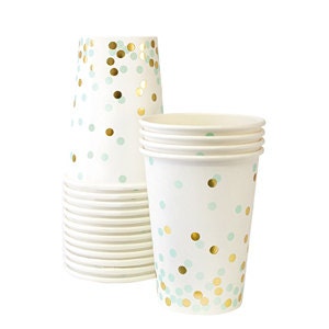 Mint and Gold Confetti Cups 